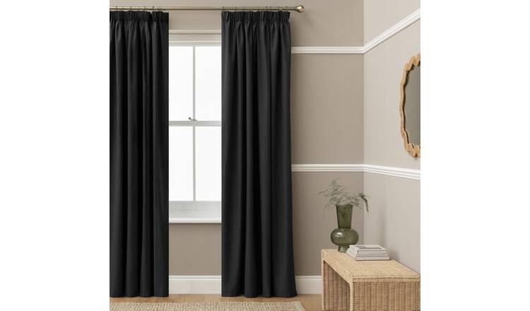 Habitat Blackout Pencil Pleat Curtains - Black - 117x137cm